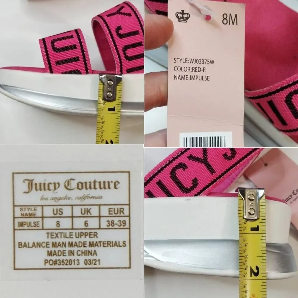 Juicy Couture Hot Pink Impulse SZ 8 Strappy Hook &‎ Loop Platform Sandals NWT